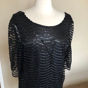 Black Sequin half-sleeve shift dress